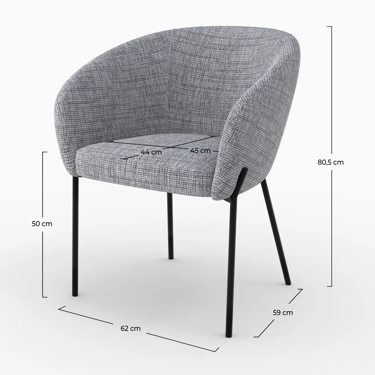 Chaise en tissu gris chiné - Andy