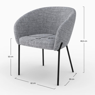 Chaise en tissu gris chiné - Andy
