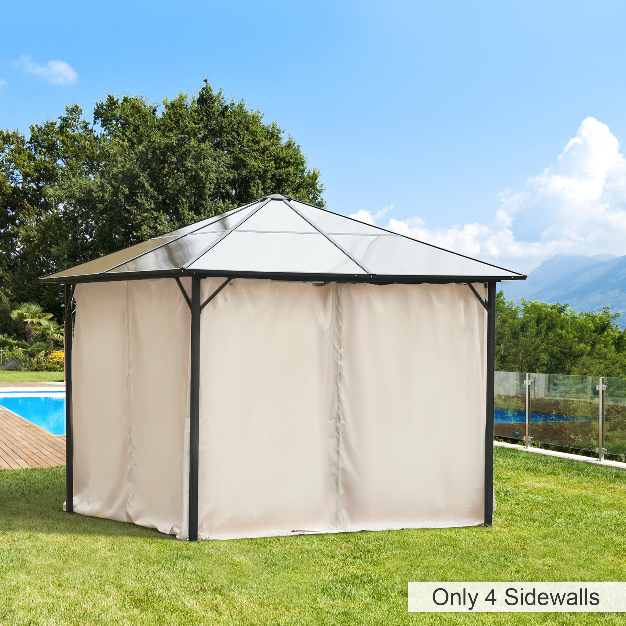 Outsunny 4 parois latérales pour pavillon de jardin tonnelle rigide 300 x 300 cm protéger de la pluie vent soleil beige