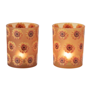 J-Line Photophore Tournesol - verre - orange foncé/orange clair - medium - 2 pièces