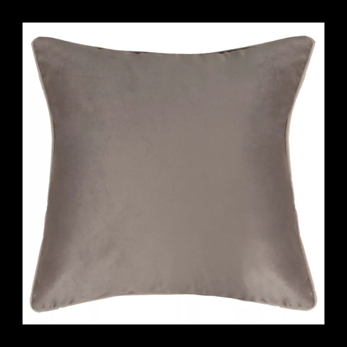 Housse de coussin polyester anti tache uni Velours uni taupe-latte
