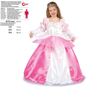 Principessina Bella Addormentata Costume Carnevale Rosa Bambina