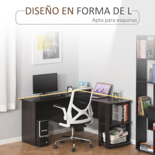 Mesa de PC Esquinera Forma L de Madera 136x130x72cm Negro