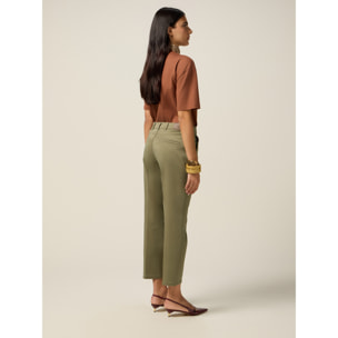 Oltre - Pantaloni chinos in cotone-lyocell - Verde militare