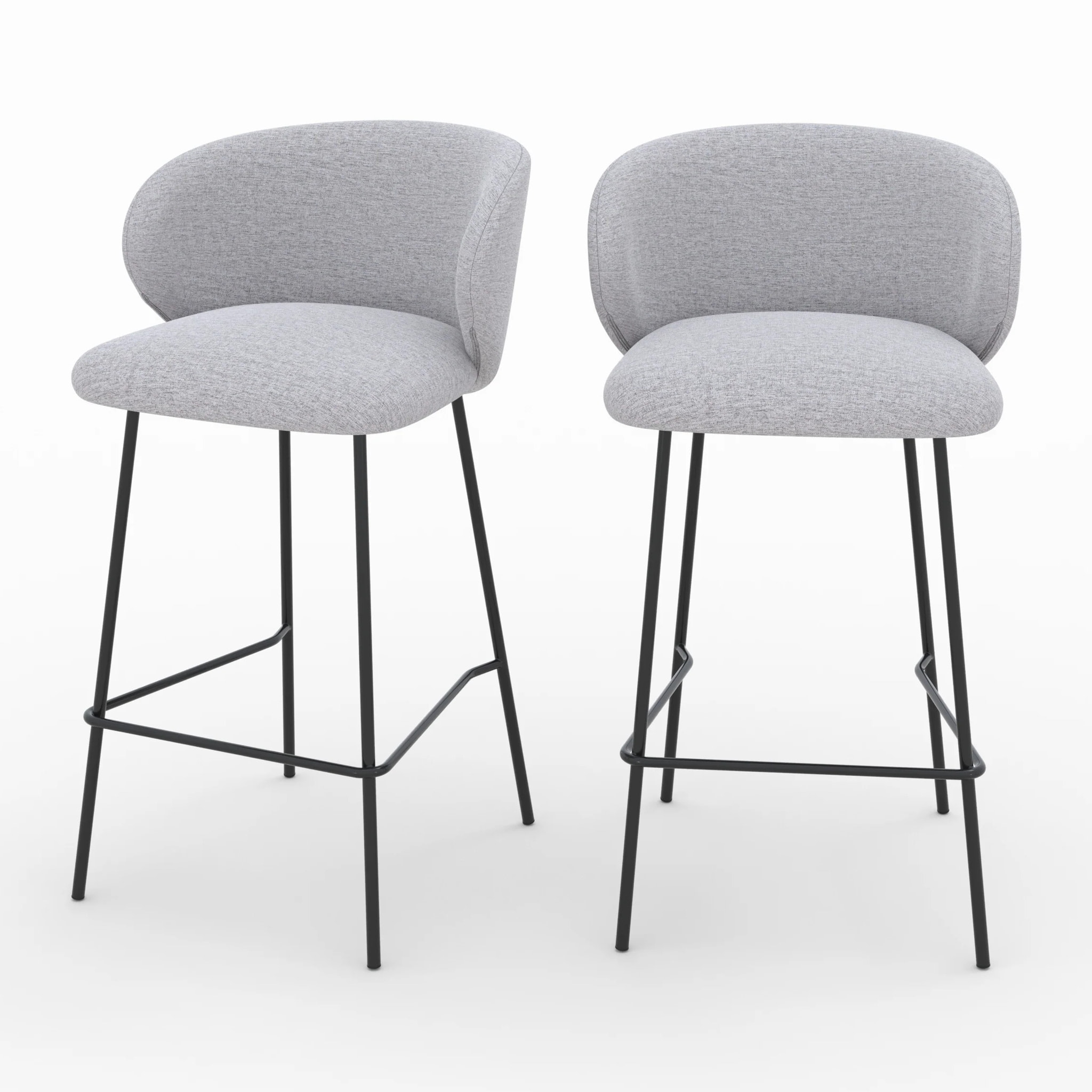 Lot de 2 chaises pour îlot central en tissu gris clair 68 cm - Victoria