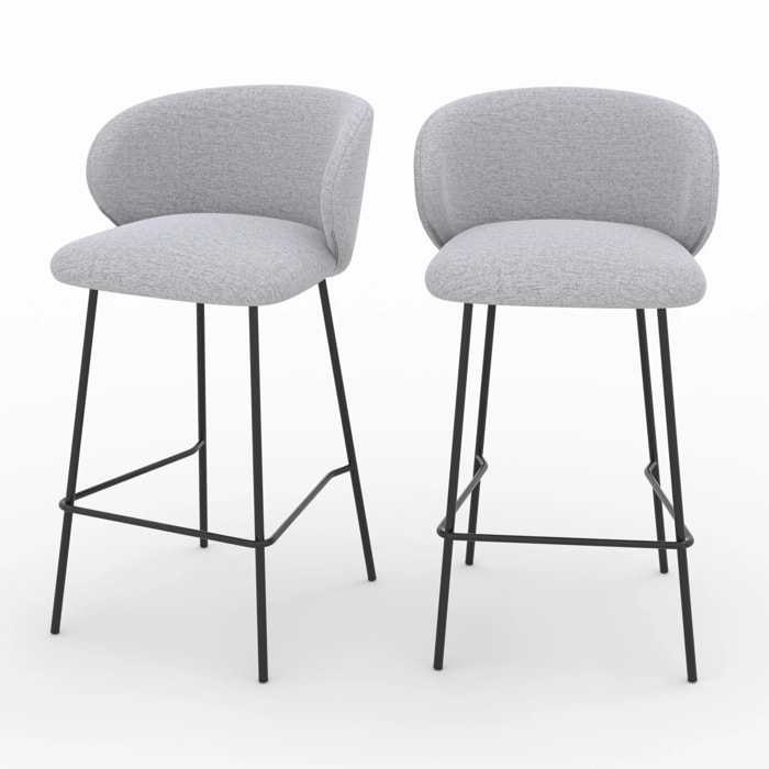 Lot de 2 chaises pour îlot central en tissu gris clair 68 cm - Victoria