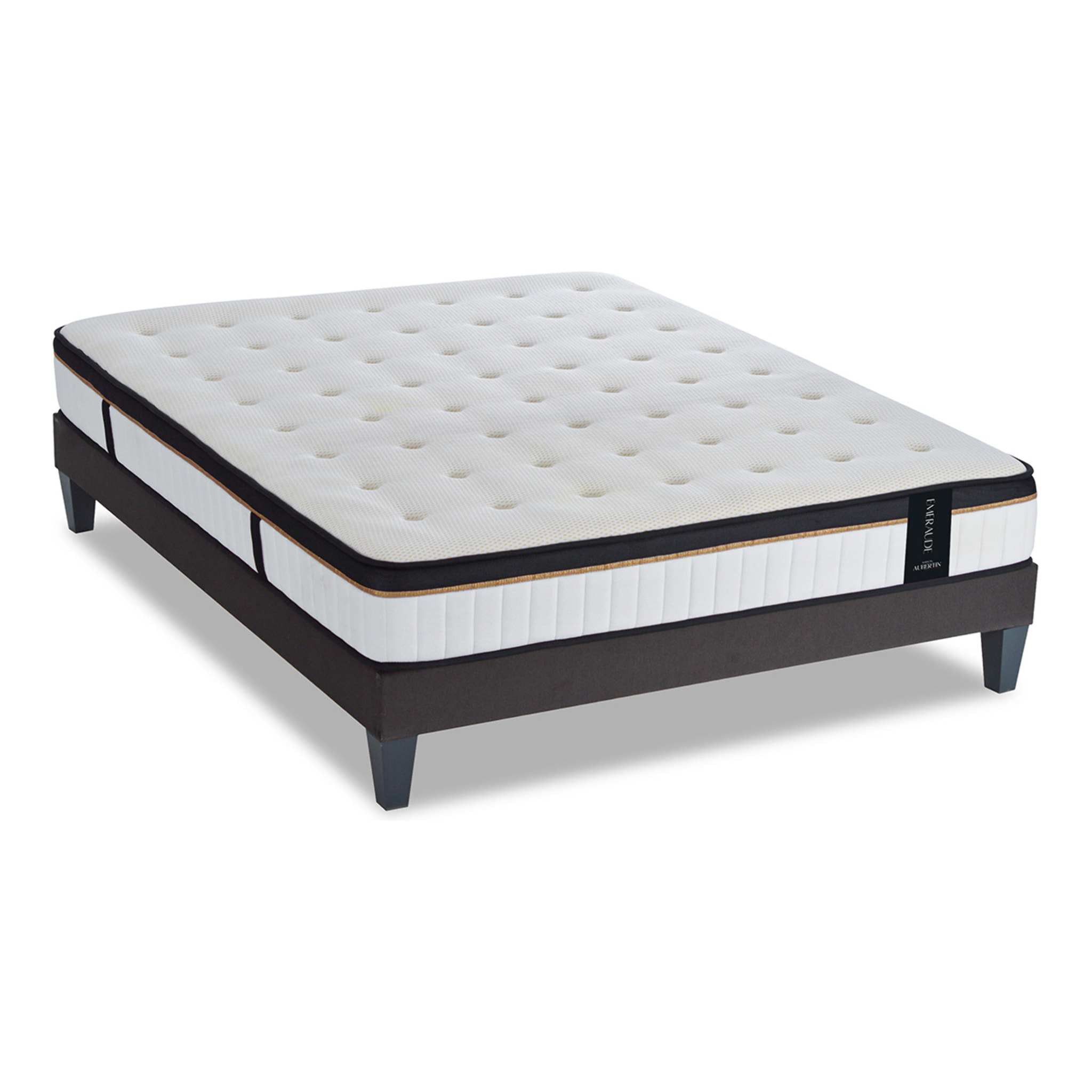 Ensemble Matelas Émeraude & Sommier Kit Tissu, Mémoire de Forme & Air System, 24 cm, Accueil Moelleux, Soutien Ferme