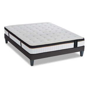 Ensemble Matelas Émeraude & Sommier Kit Tissu, Mémoire de Forme & Air System, 24 cm, Accueil Moelleux, Soutien Ferme