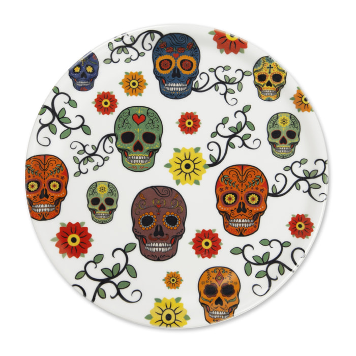 Set 6 Piatti Pizza Excelsa – Calavera, Porcellana Multicolore