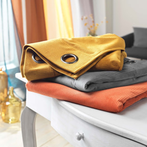 Rideau à œillets casual sauge velours côtelé uni - Gris anthracite