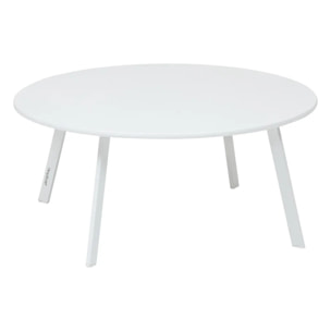 Table d''appoint de jardin ronde "Saona" blanc en acier D90cm