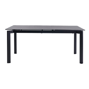 Table à manger extensible en céramique noire et métal L180-240 cm CARA
