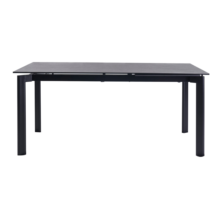 Table à manger extensible en céramique noire et métal L180-240 cm CARA