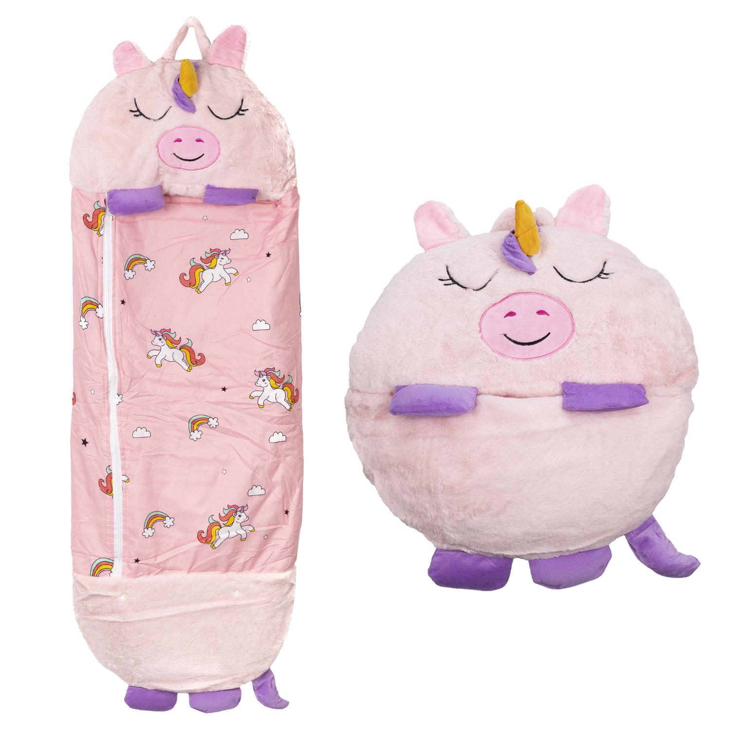 Sacco nanna trasformabile in cuscino, per bambini, Pink Pig. Tocco morbido. Piccolo/S: 128x45 cm.