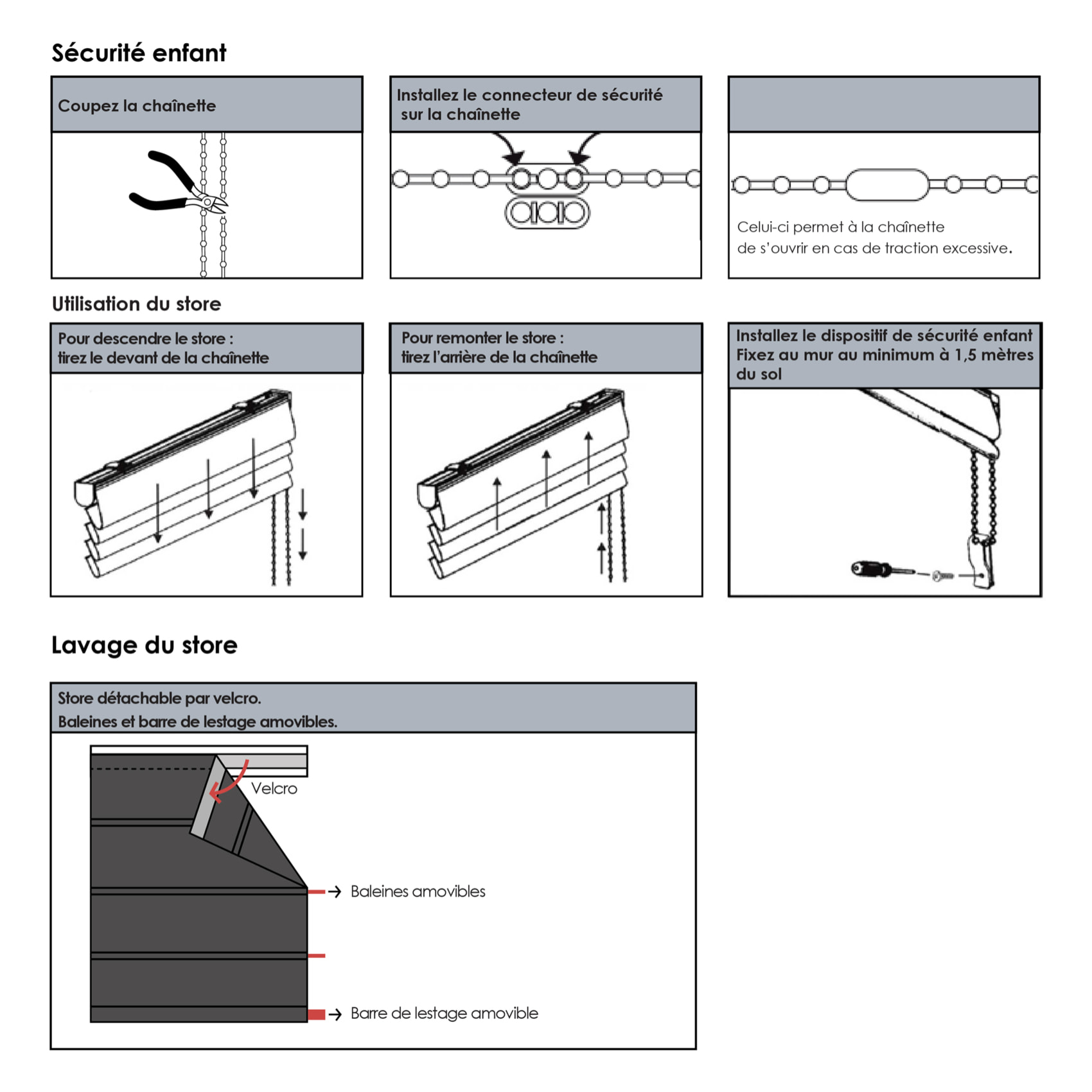 Store bateau polylin tamisant avec mécanisme à chaînette - Naturel