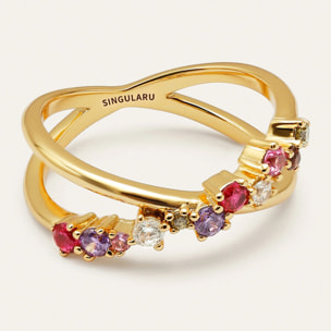 Anillo Estelar Cross Baño Oro