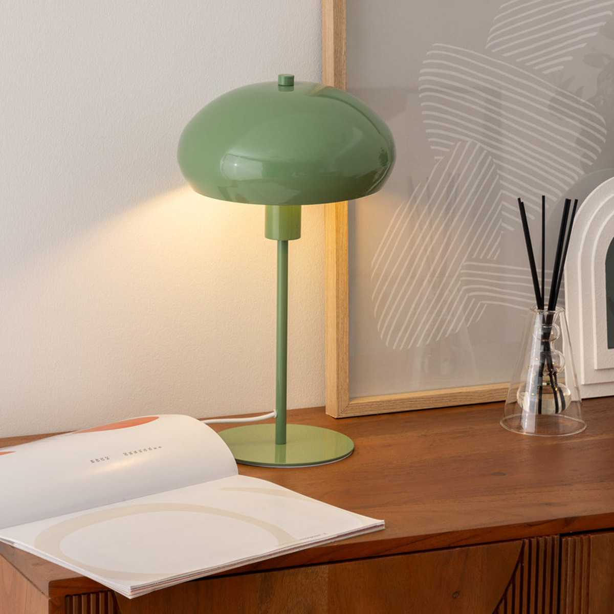 Lampe champignon à poser "Savio" vert H38cm