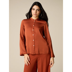 Oltre - Blusa de satén de viscosa - Naranja sol
