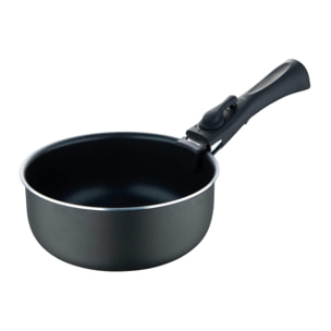 juego de 3 cazos ø16ø18ø20cm aluminio prensado y heat dot + mango desmontable negro