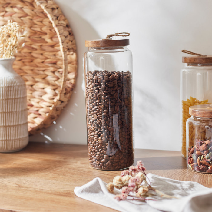 Bocal Verre Couvercle Acacia H27.5cm