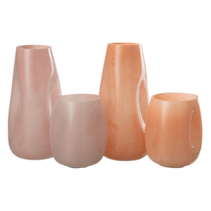 J-Line Vase Bosse Verre Rose/Orange Large Assortiment De 2