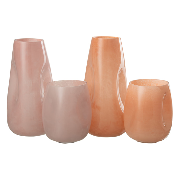 J-Line vase Bosse - verre - rose/orange - large - 2 pièces - 28 cm de hauteur
