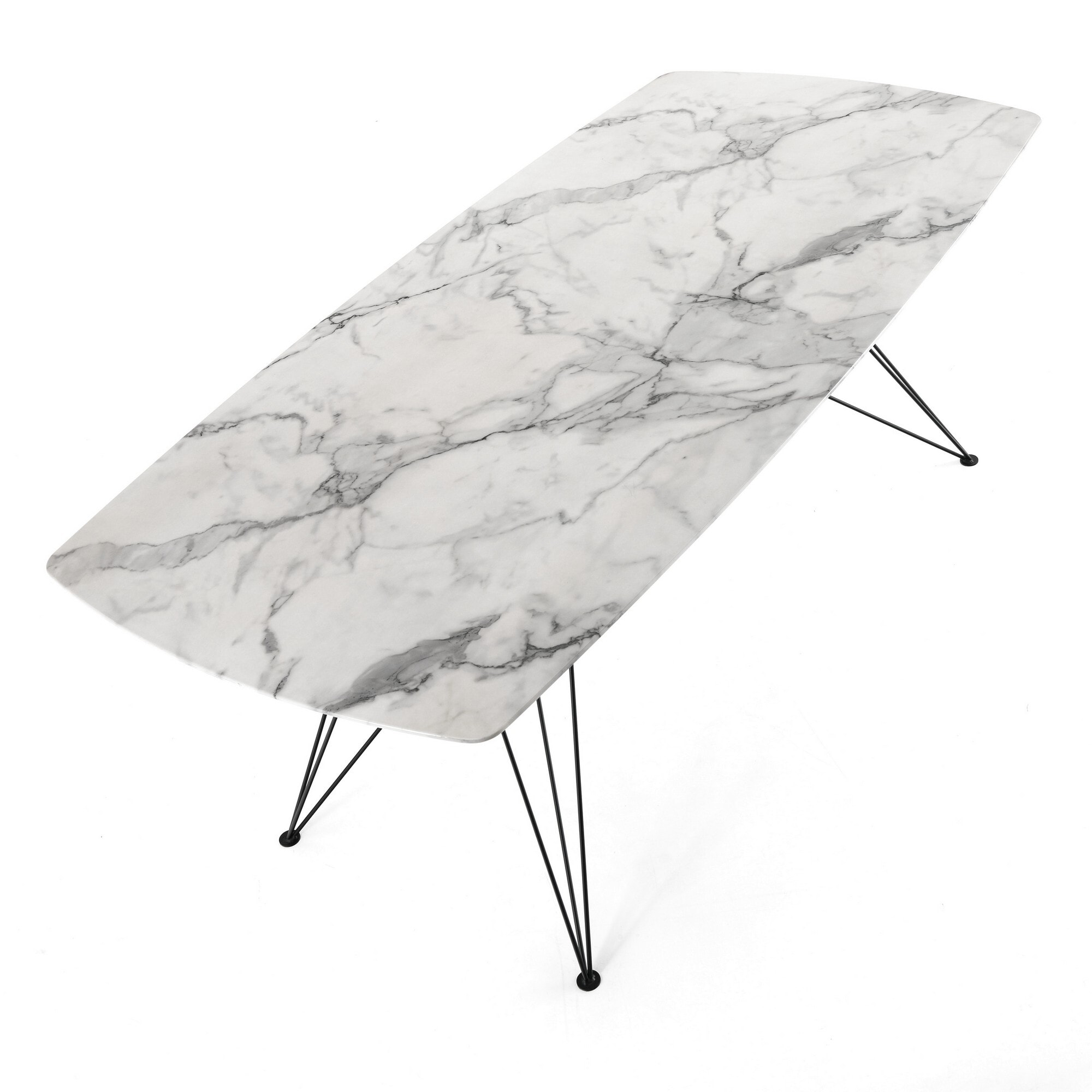 Bureau design Tomasucci SPILLO MARBLE, plateau effet marbre, structure en métal noir