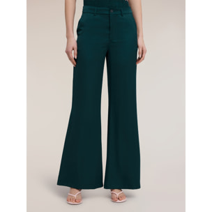Motivi - Pantalones palazzo de satén - Verde