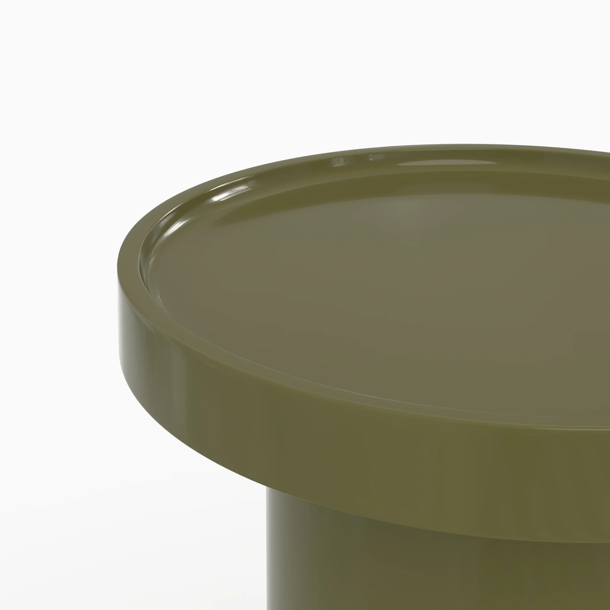 Table d'appoint laquée vert olive en MDF, D40 cm - Nora