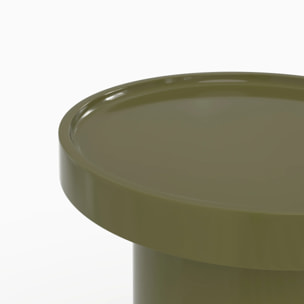 Table d'appoint laquée vert olive en MDF, D40 cm - Nora