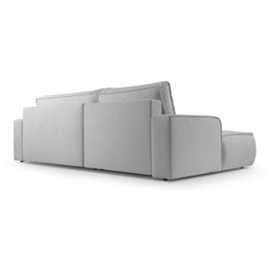 Nessino - canapé d'angle gauche 4 places - convertible avec coffre - en tissu texturé - Gris clair