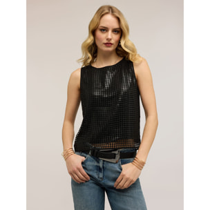 Motivi - Top in rete con paillettes - Nero