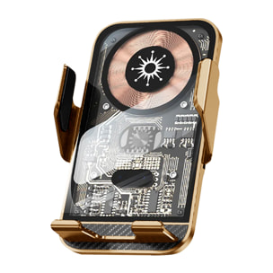 Caricabatteria da auto Qi 15W C10 con rotazione di 360°. Per l'aspirazione dell'aria. Apertura automatica.