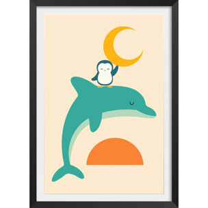 Affiche  date with the moon Affiche + cadre en bois - Noir