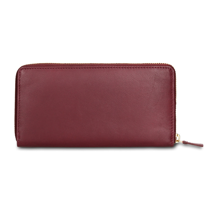 Portafoglio donna in vera pelle - Modello Eridana Plus - Con zip - 19.0 x 9.5 x 2.0 cm