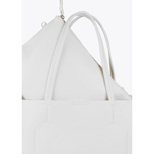 Shopper effetto pelle monogramma con logo ovale pendente