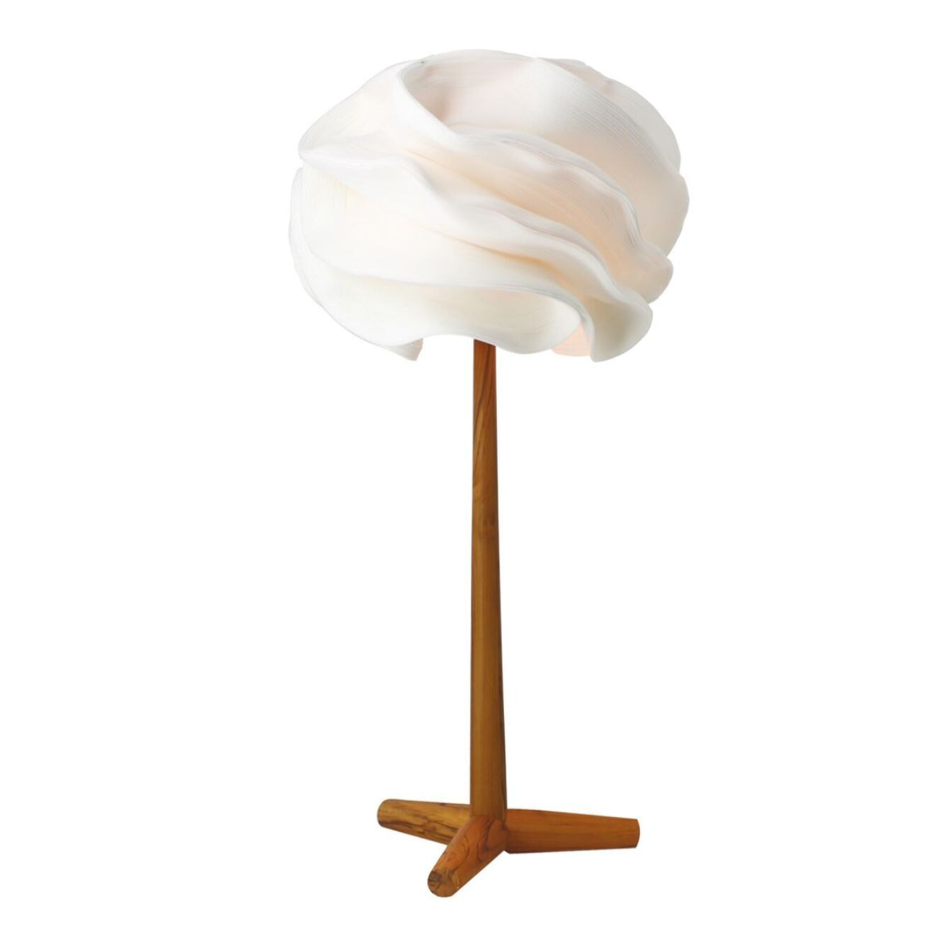 Lampe à poser en zipper ivoire pied en teck h94cm MEKAR