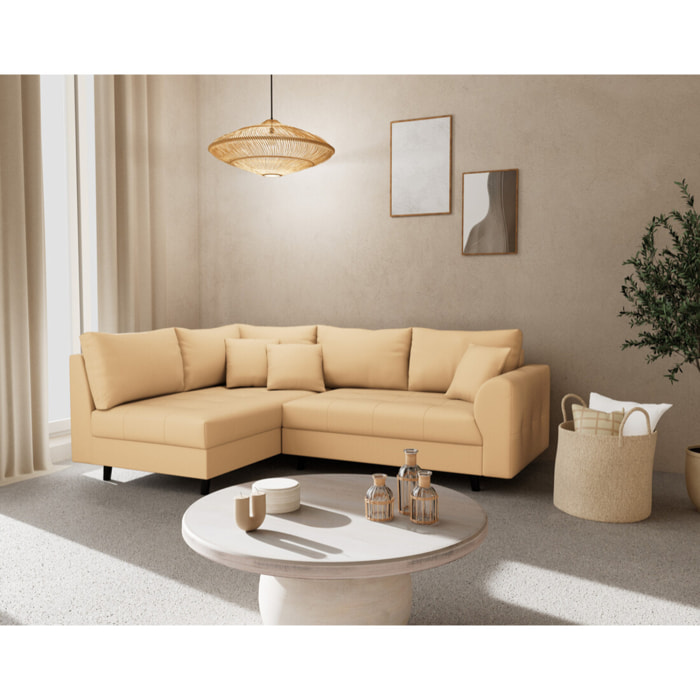 Rune - canapé d'angle gauche 4 places en simili - Beige