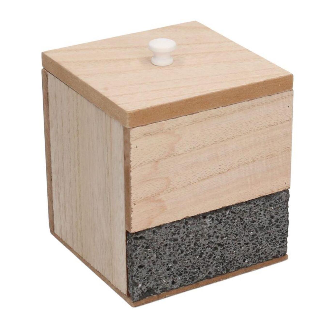 Scatola portathe in legno e ardesia teia quadro cm10x10h11/12