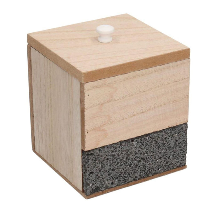 Scatola portathe in legno e ardesia teia quadro cm10x10h11/12