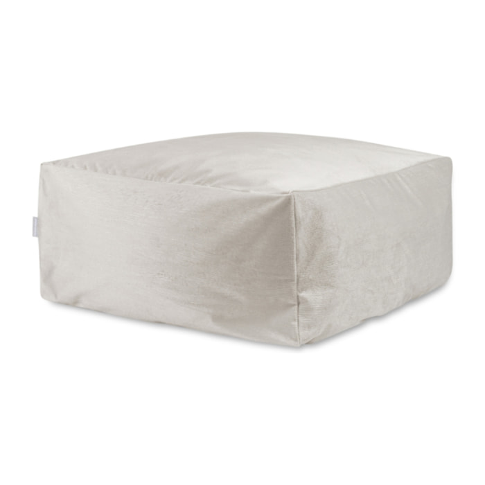 Pouf amovible en velours CORSO 50x50x25 cm blanc cassé