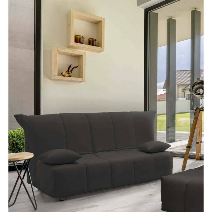 Divano letto 3 posti Antal, Sofà con apertura a carrello in tessuto imbottito, Cuscini inclusi, 100% Made in Italy, Cm 165x90h85, Grigio