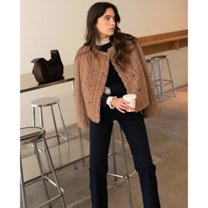 Chaqueta corta de pelo con doble abotonadura de mujer