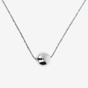 Collana Lunga Catena Margherita con Pendente a Sfera in Argento 925 placcato Platino