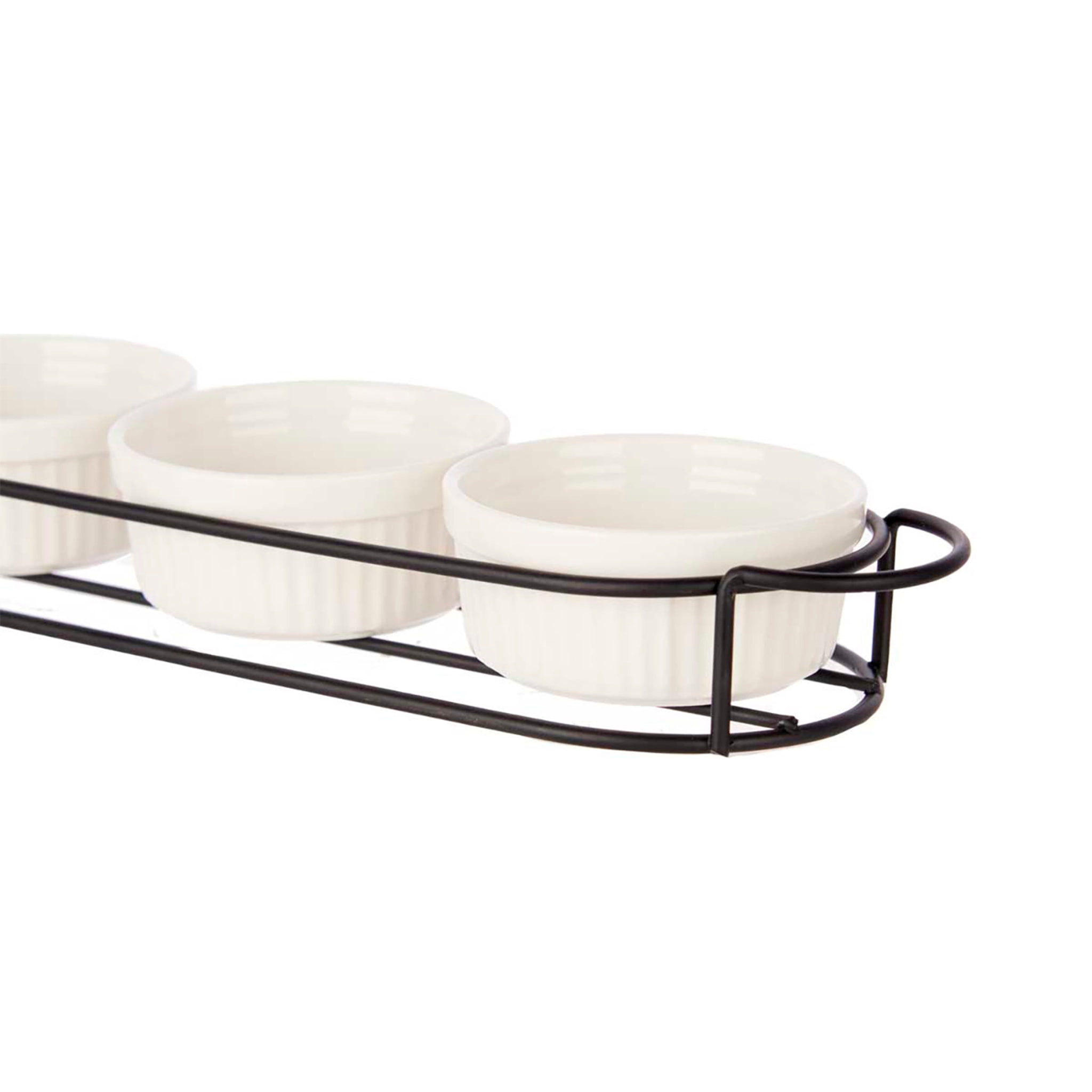 SET 4 PZS APERITIVO CON SOPORTE PORCELANA