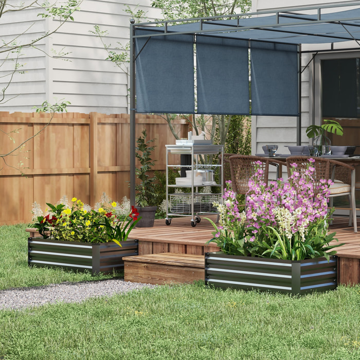 Juego de 2 Jardineras de Exterior de Acero Huerto Urbano Rectangular para Cultivos Plantas Flores para Patio Jardín 100x60x30 cm Gris Oscuro