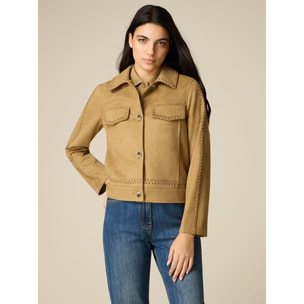 Oltre - Giubbotto con dettaglio impunture - Beige