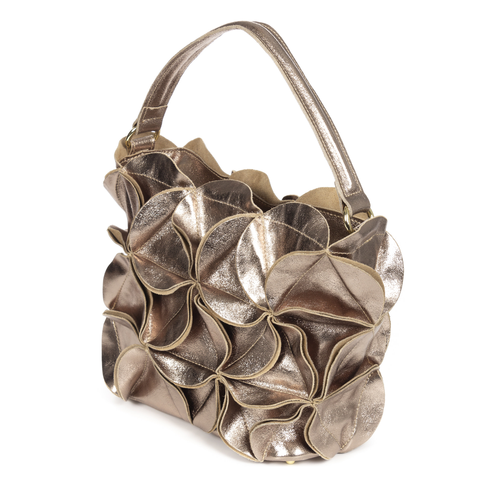 FIRENZE ARTEGIANI Borsa Tote da Donna Accadia. Vera Pelle Camoscio Laccato Made in Italy 30x12x23 Cm. Colore bronzo