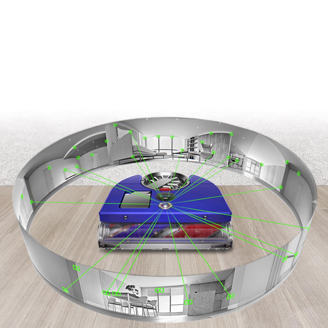 Robot aspirapolvere Dyson 360 Vis™ Nav (Blu/Nichel)