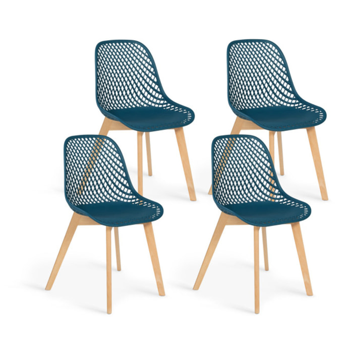 Chaises Maëlle assise ajourée et pieds bois